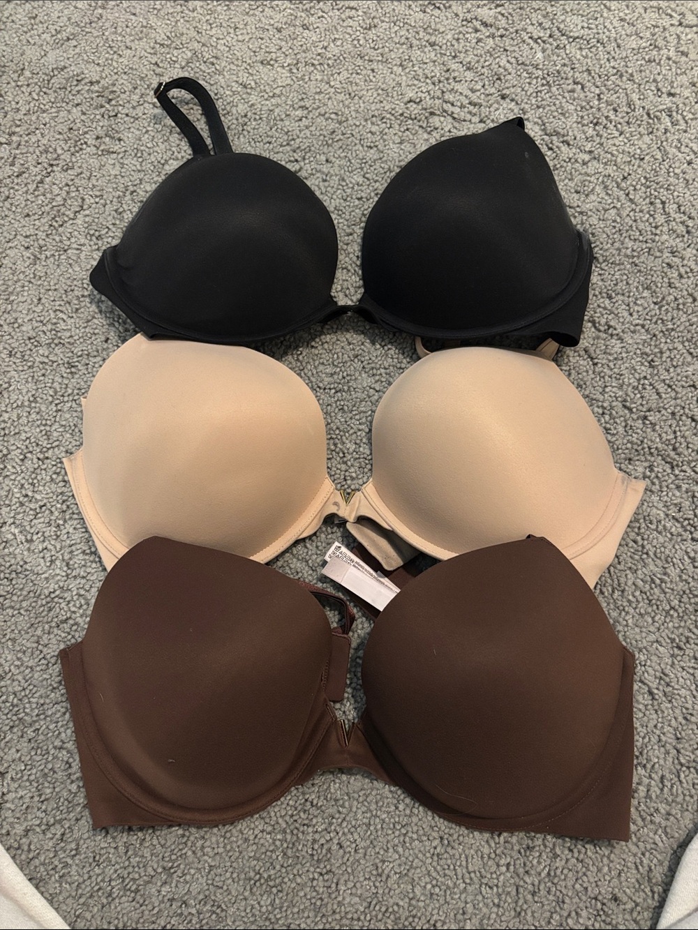 Victoria's Secret Smooth push up wide band Bra Trio - Black, Nude, Brown with